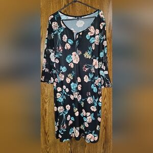 Roz & Ali Floral Black Dress 3X
